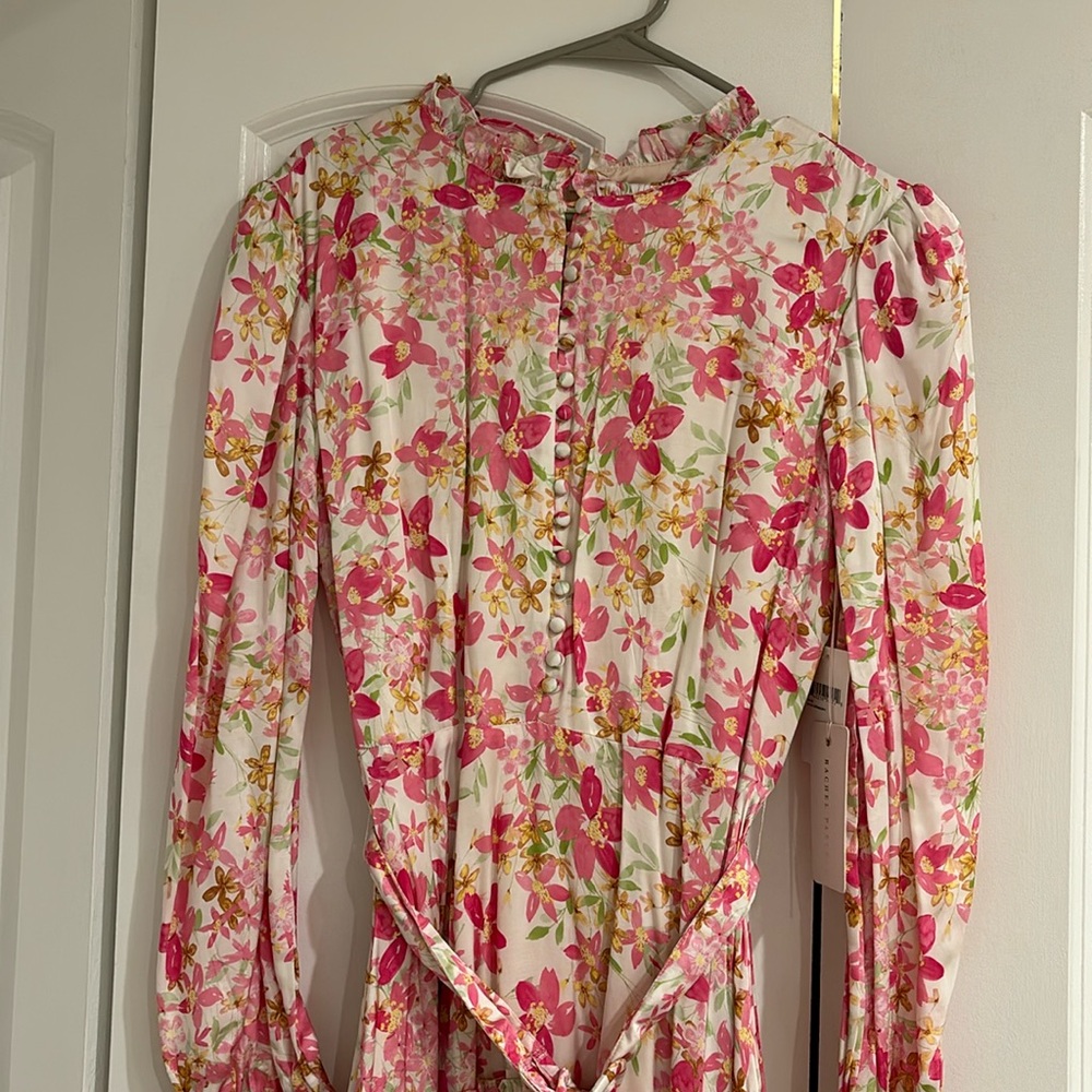 Rachel parcell belted painterly floral minidress